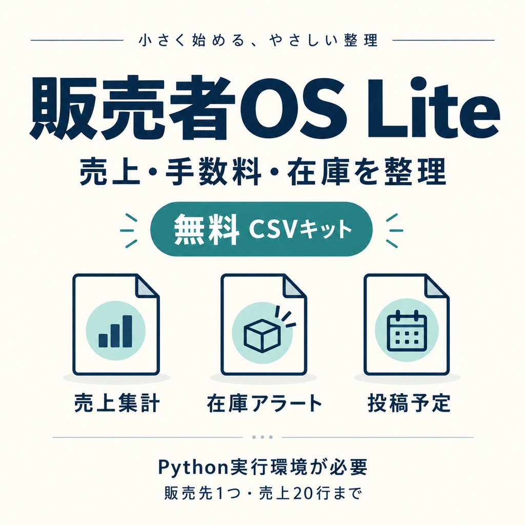 販売者OS Lite｜売上・手数料・在庫を集計する無料CSVキット