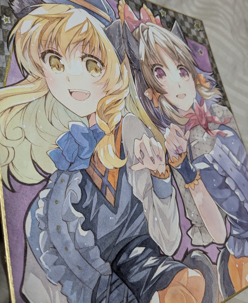 【大色紙】ハロウィン猫耳霊夢&魔理沙【原画】