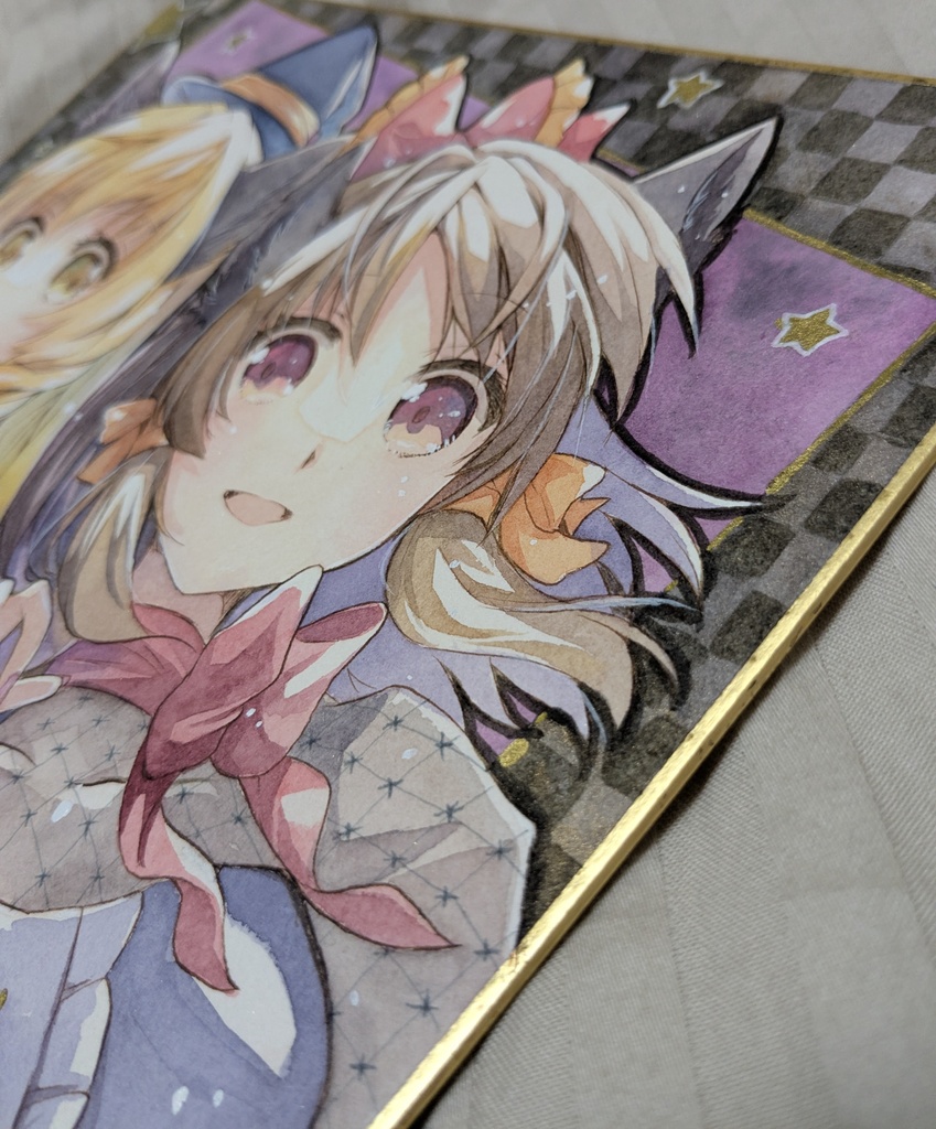 【大色紙】ハロウィン猫耳霊夢&魔理沙【原画】