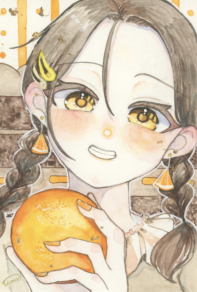 【透明水彩原画】オレンジチョコケーキの子
