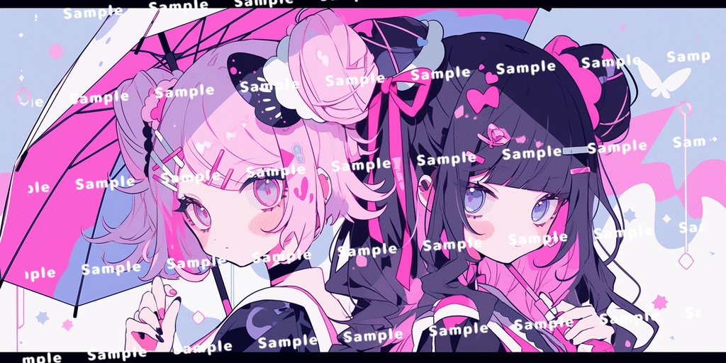 ピンクと黒のペアアイコン