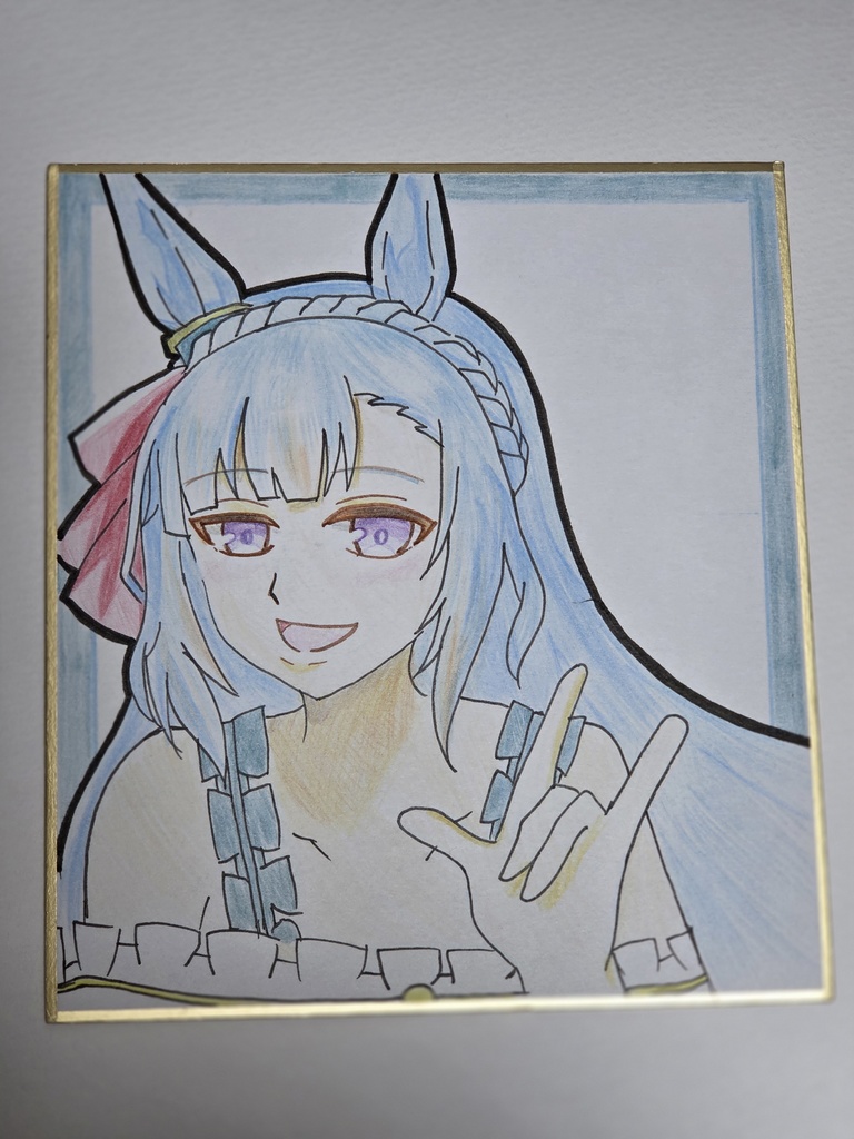 メジロアルダン　手描き色紙