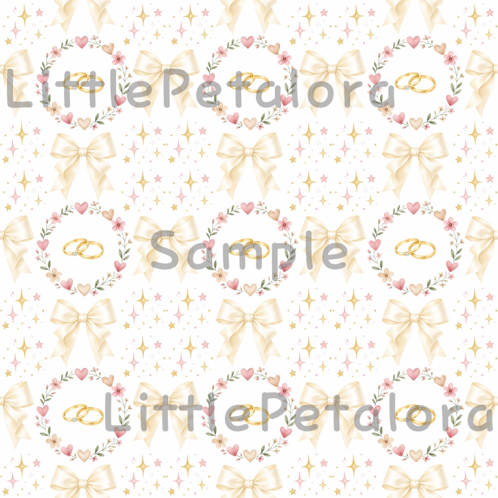 【デジタル素材】ウェディングをイメージしたシームレスパターン7枚セット
