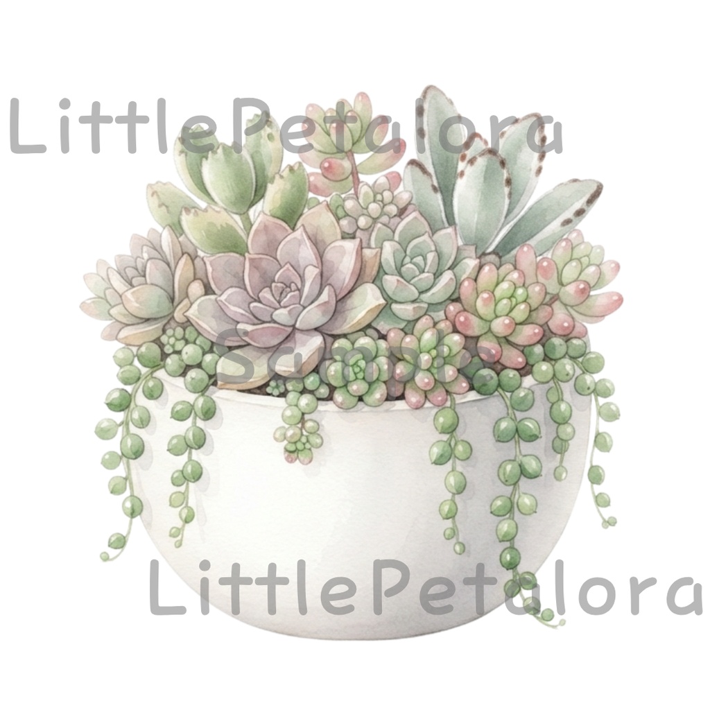 【デジタル素材】寄せ植え多肉植物シリーズのクリップアート10枚セット