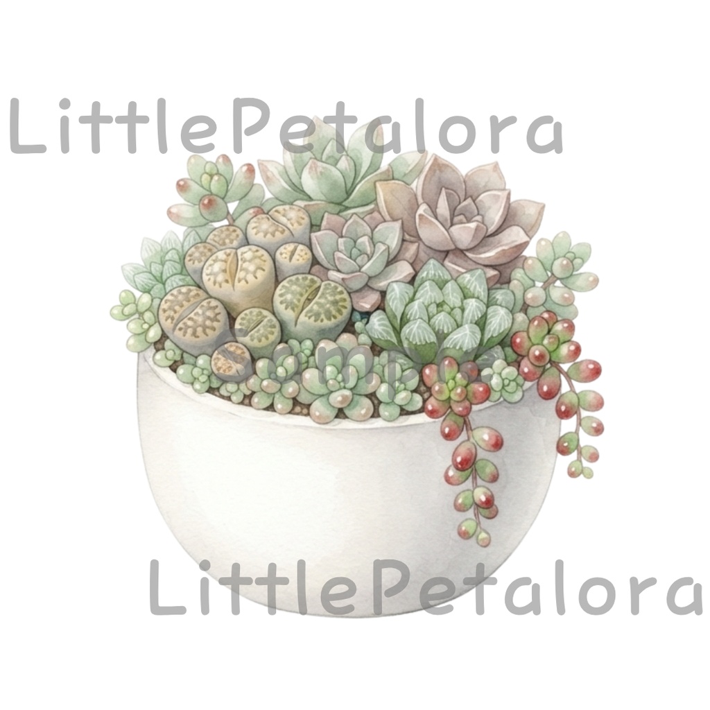 【デジタル素材】寄せ植え多肉植物シリーズのクリップアート10枚セット