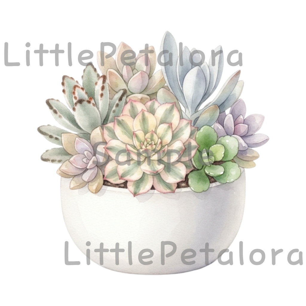 【デジタル素材】寄せ植え多肉植物シリーズのクリップアート10枚セット