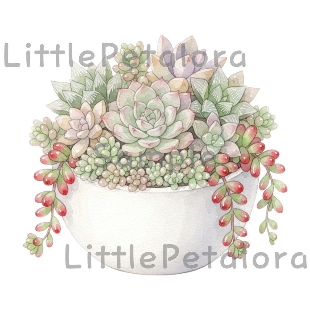 【デジタル素材】寄せ植え多肉植物シリーズのクリップアート10枚セット
