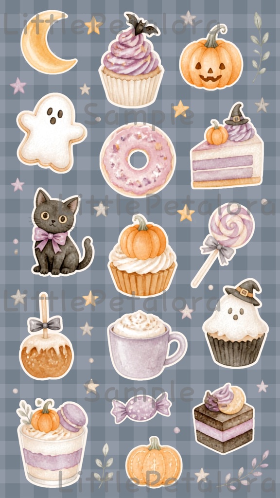 デジタルステッカー Halloween - 白うさぎ|ハロウィン素材 9枚セット