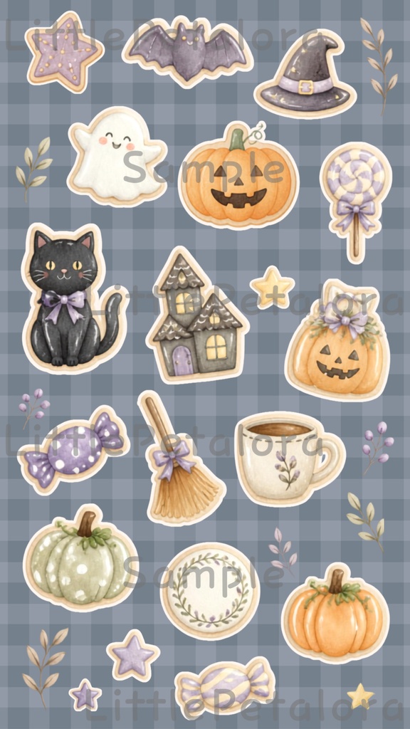 デジタルステッカー Halloween - 白うさぎ|ハロウィン素材 9枚セット
