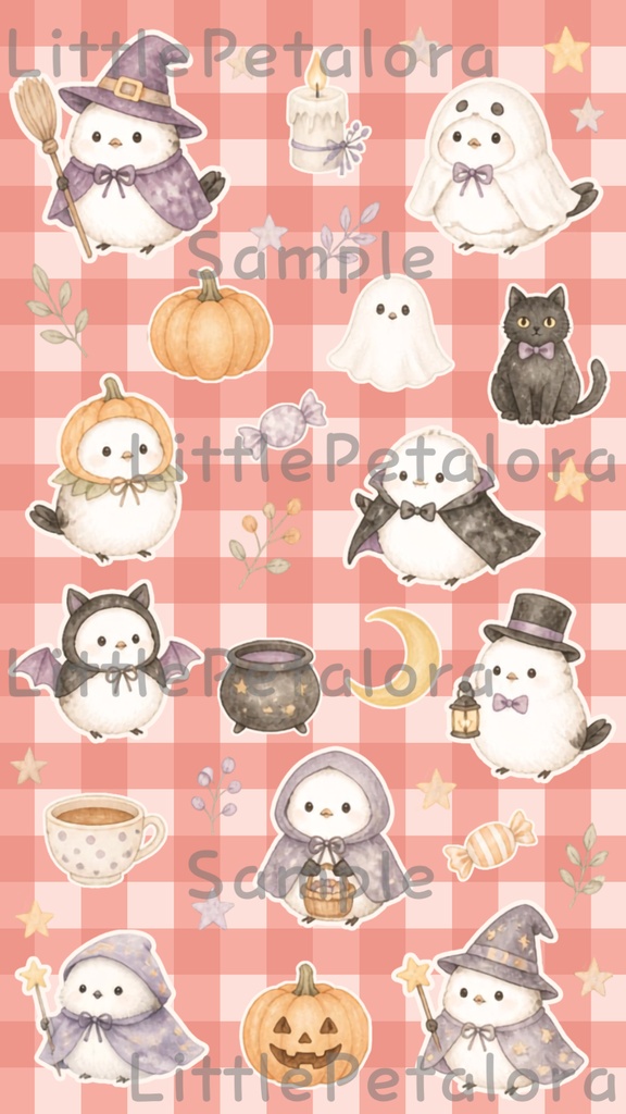 デジタルステッカー Halloween - シマエナガ|ハロウィン素材 9枚セット