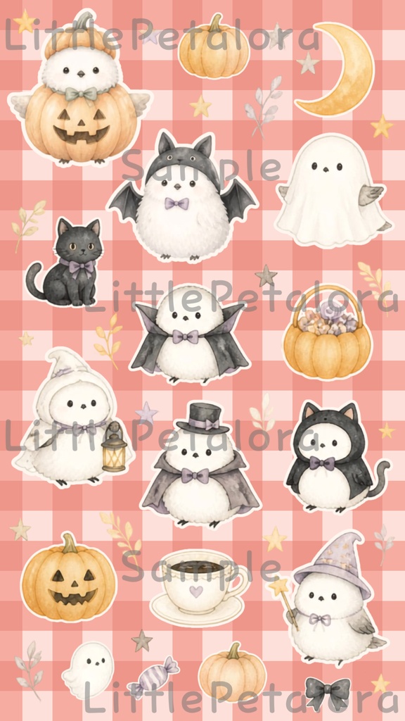 デジタルステッカー Halloween - シマエナガ|ハロウィン素材 9枚セット
