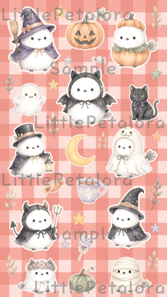 デジタルステッカー Halloween - シマエナガ|ハロウィン素材 9枚セット
