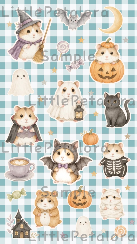 デジタルステッカー Halloween - ハムスター|ハロウィン素材 9枚セット