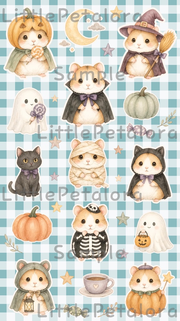 デジタルステッカー Halloween - ハムスター|ハロウィン素材 9枚セット