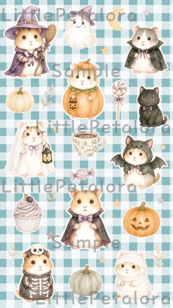 デジタルステッカー Halloween - ハムスター|ハロウィン素材 9枚セット