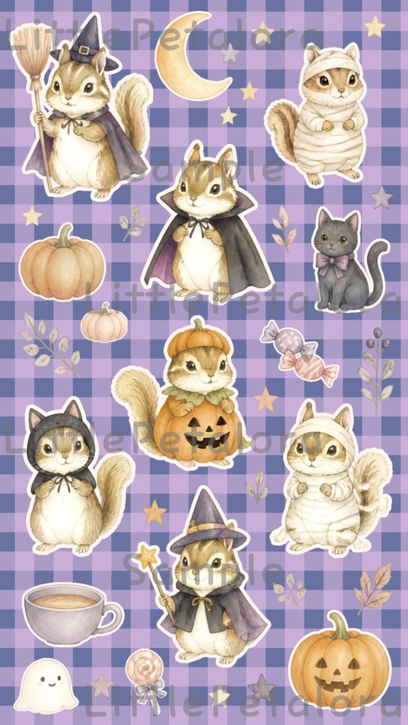 デジタルステッカー Halloween - シマリス|ハロウィン素材 9枚セット