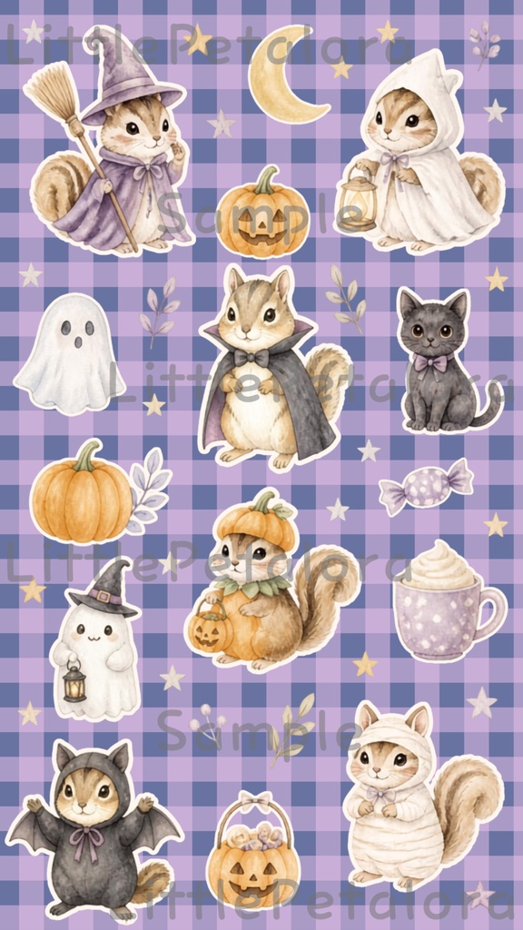 デジタルステッカー Halloween - シマリス|ハロウィン素材 9枚セット