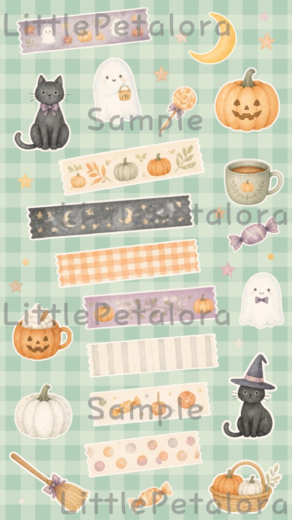 デジタルステッカー Halloween - 子ぐま|ハロウィン素材 9枚セット