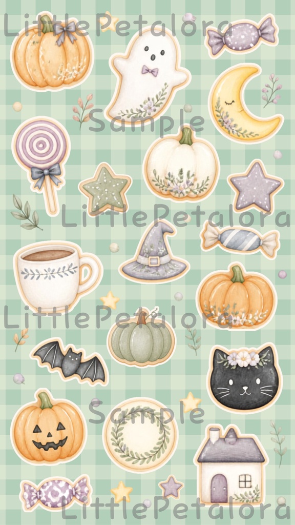 デジタルステッカー Halloween - 子ぐま|ハロウィン素材 9枚セット