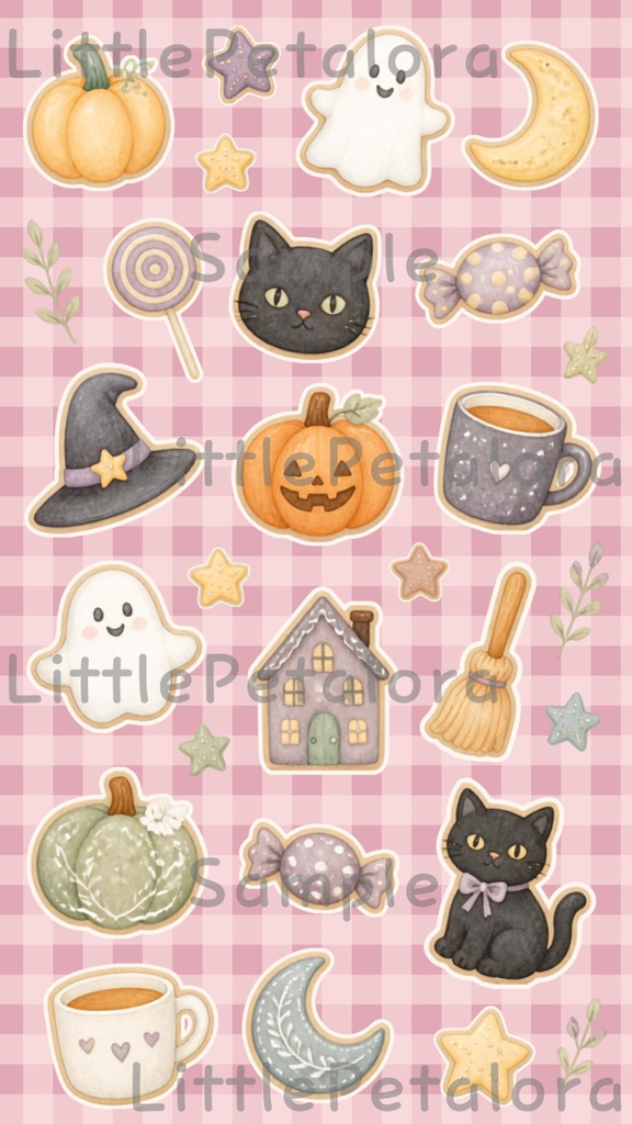 デジタルステッカー Halloween - 子ぎつね|ハロウィン素材 9枚セット