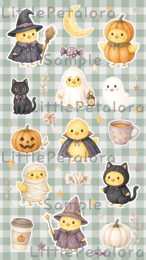 デジタルステッカー Halloween - ひよこ|ハロウィン素材 9枚セット
