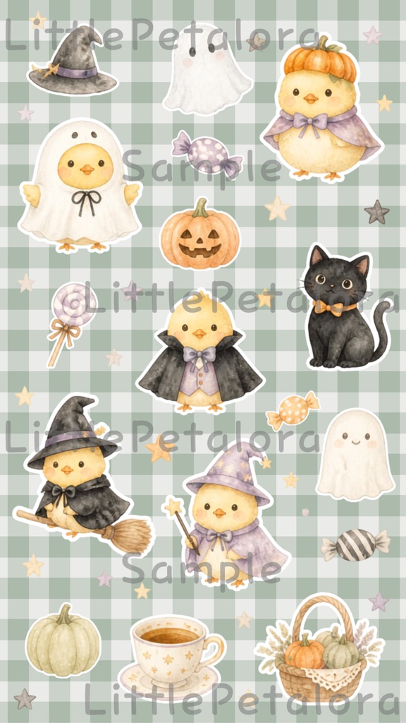 デジタルステッカー Halloween - ひよこ|ハロウィン素材 9枚セット