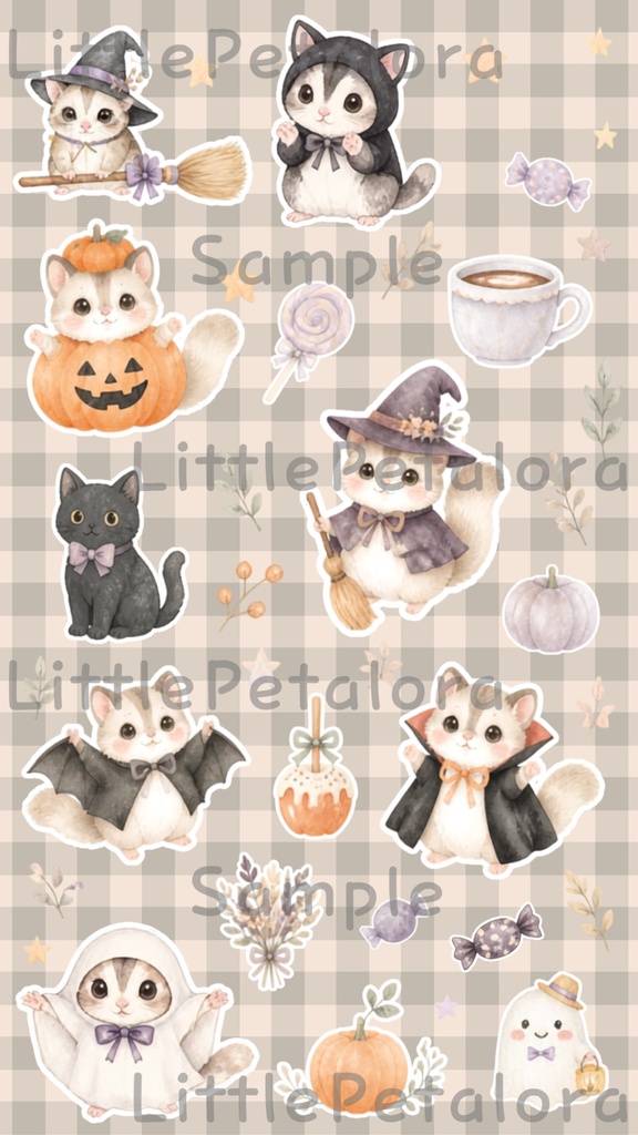 デジタルステッカー Halloween - ももんが|ハロウィン素材 9枚セット