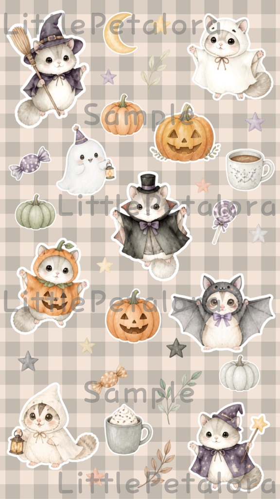デジタルステッカー Halloween - ももんが|ハロウィン素材 9枚セット