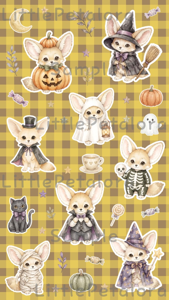 デジタルステッカー Halloween - フェネック|ハロウィン素材 9枚セット