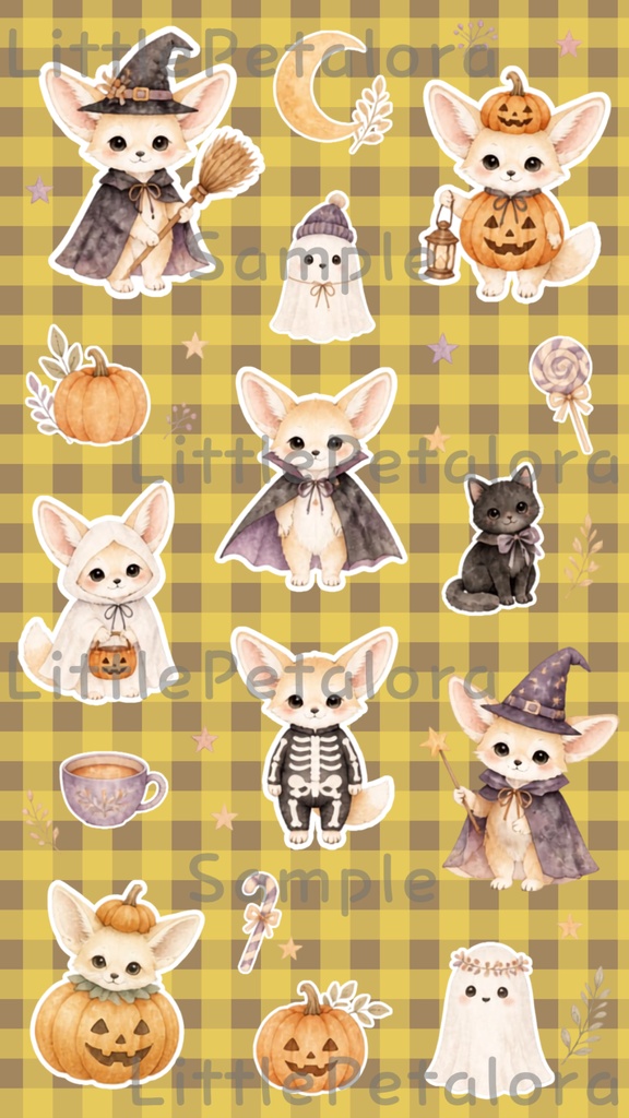 デジタルステッカー Halloween - フェネック|ハロウィン素材 9枚セット