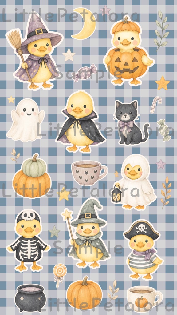 デジタルステッカー Halloween - アヒル|ハロウィン素材 9枚セット