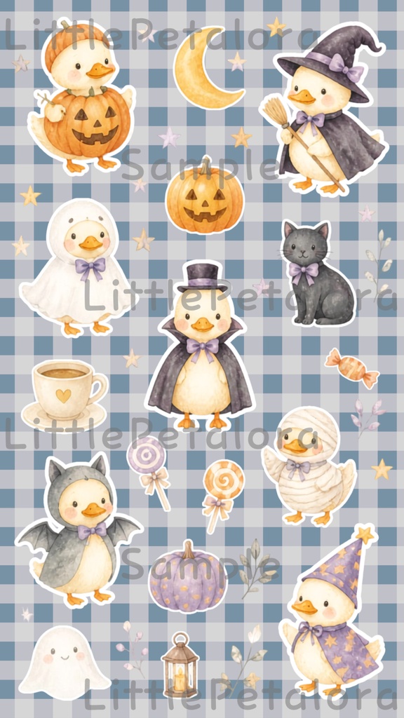 デジタルステッカー Halloween - アヒル|ハロウィン素材 9枚セット