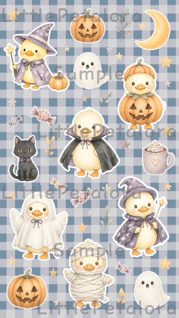 デジタルステッカー Halloween - アヒル|ハロウィン素材 9枚セット