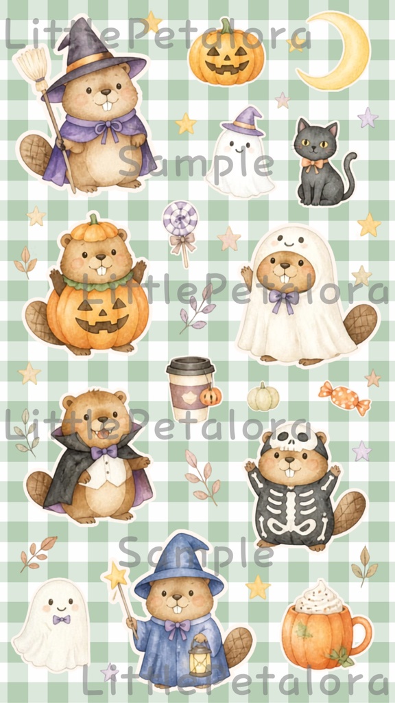 デジタルステッカー Halloween - ビーバー|ハロウィン素材 9枚セット