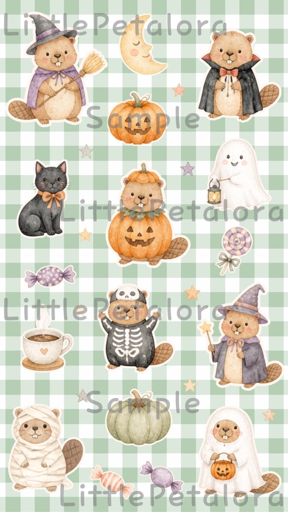 デジタルステッカー Halloween - ビーバー|ハロウィン素材 9枚セット