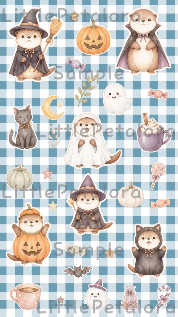 デジタルステッカー Halloween - カワウソ|ハロウィン素材 9枚セット