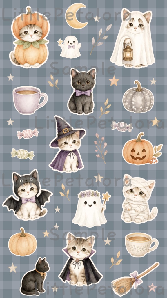 デジタルステッカー Halloween - 子猫|ハロウィン素材 9枚セット