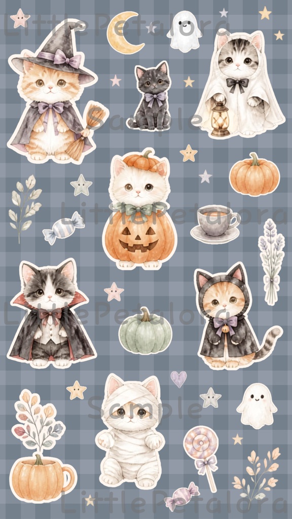 デジタルステッカー Halloween - 子猫|ハロウィン素材 9枚セット