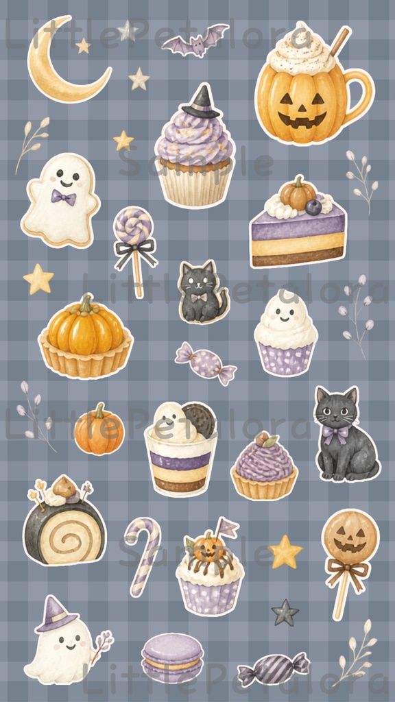 デジタルステッカー Halloween - 子猫|ハロウィン素材 9枚セット