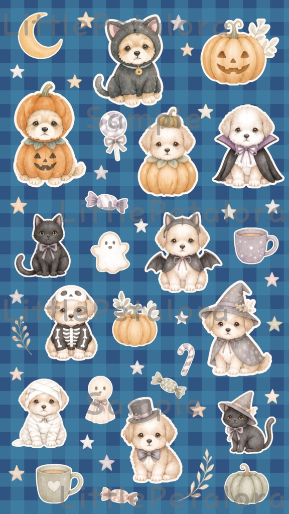 デジタルステッカー Halloween - 子犬|ハロウィン素材 9枚セット