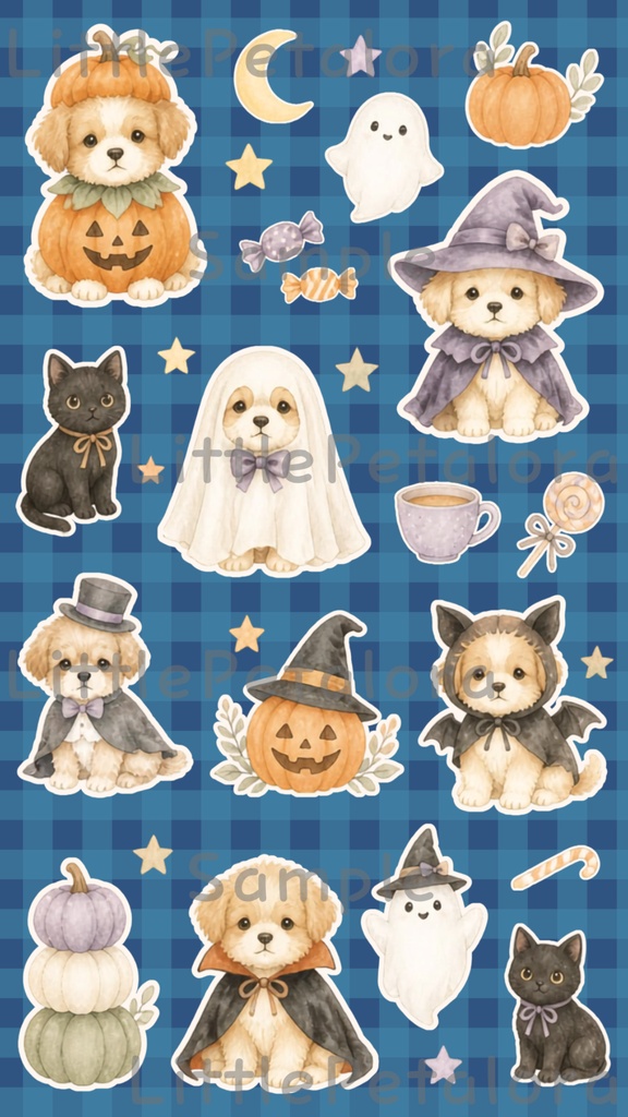 デジタルステッカー Halloween - 子犬|ハロウィン素材 9枚セット