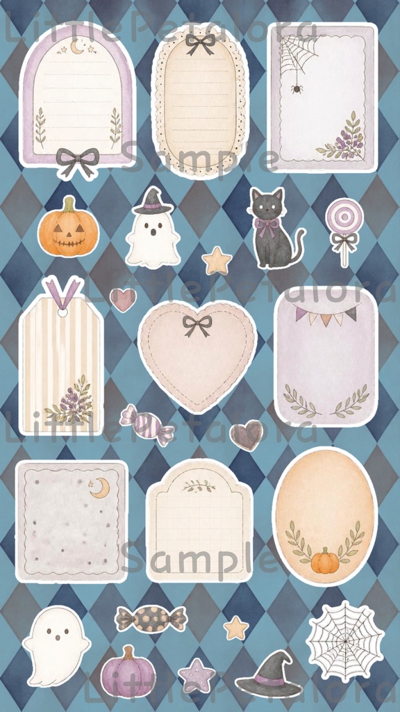 デジタルステッカー Halloween - 豆柴|ハロウィン素材 9枚セット