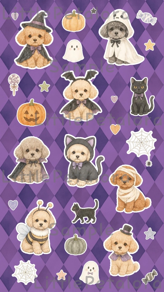 デジタルステッカー Halloween - トイプードル|ハロウィン素材 9枚セット