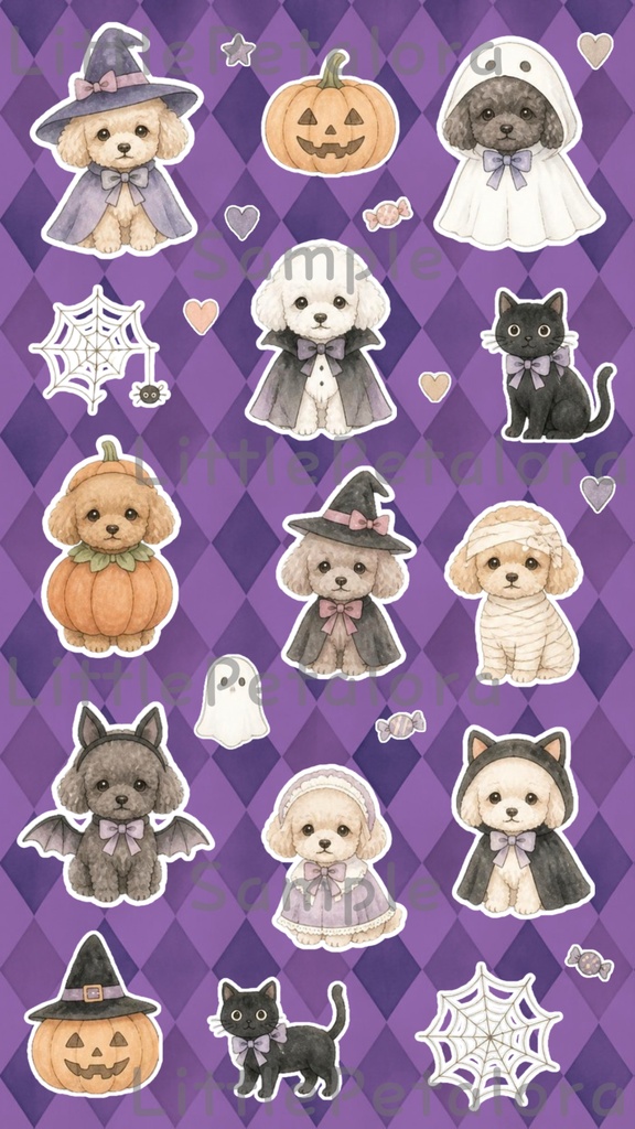 デジタルステッカー Halloween - トイプードル|ハロウィン素材 9枚セット