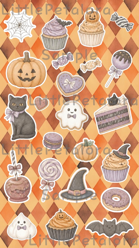デジタルステッカー Halloween - ミニチュアダックスフンド|ハロウィン素材 9枚セット