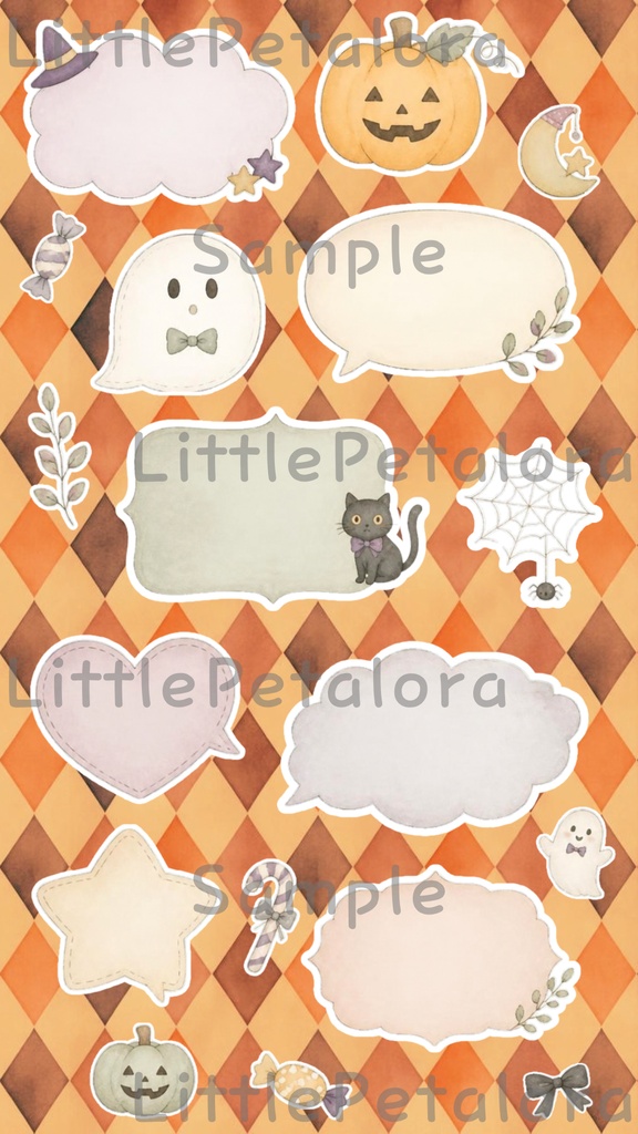 デジタルステッカー Halloween - ミニチュアダックスフンド|ハロウィン素材 9枚セット