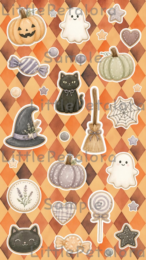 デジタルステッカー Halloween - ミニチュアダックスフンド|ハロウィン素材 9枚セット