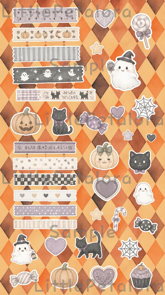 デジタルステッカー Halloween - ミニチュアダックスフンド|ハロウィン素材 9枚セット