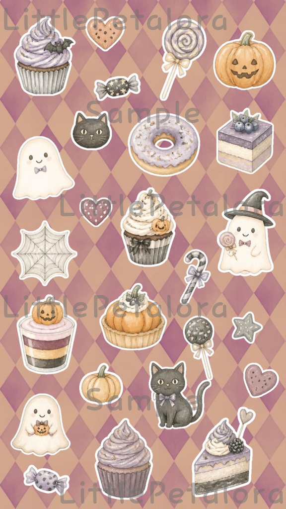 デジタルステッカー Halloween - ポメラニアン|ハロウィン素材 9枚セット