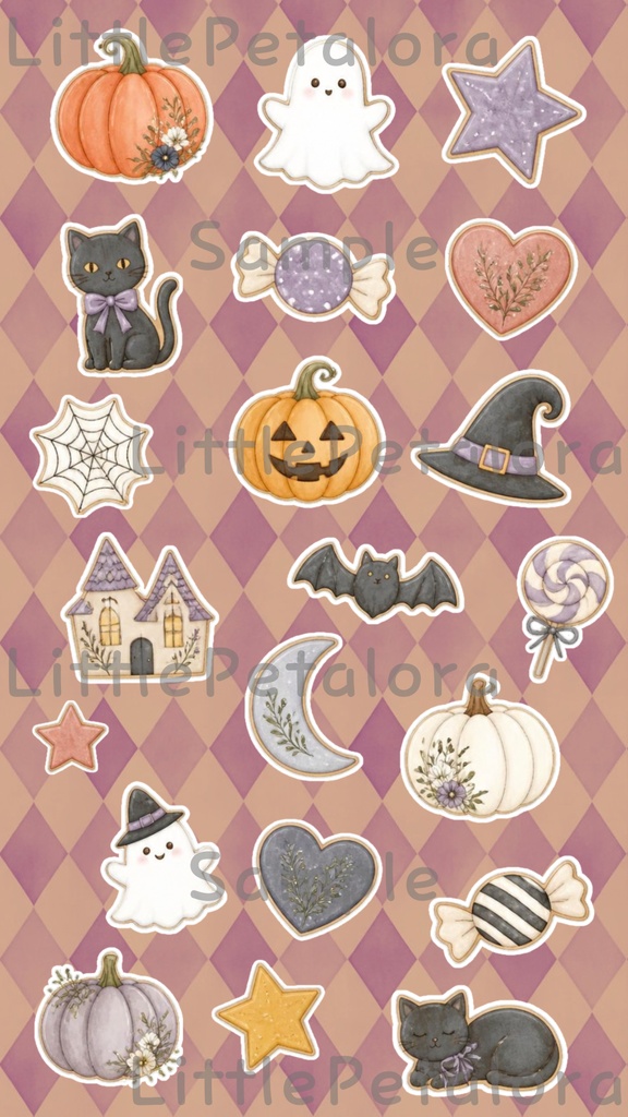 デジタルステッカー Halloween - ポメラニアン|ハロウィン素材 9枚セット